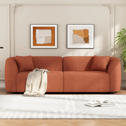 Curved Modern Sofa 87" – Off-White Contemporary Couch with Plush Seating