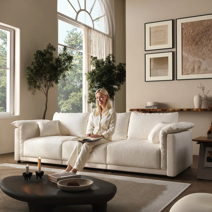 98.5'' Cloud Modular Sectional Sofa – 3 Seat Convertible Deep Seat Couch for Living Room