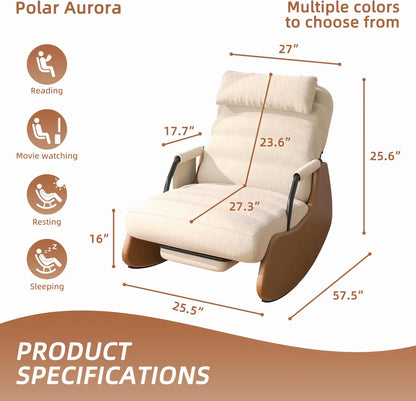 Corduroy Nursery Rocking Chair with Headrest & Side Pocket – Soft Padded Glider Accent Chair