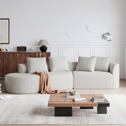 112'' Modern Cloud Sectional Sofa – Chenille 4-Seater Curved Couch with Pillows, Extra Deep & Wide Seat