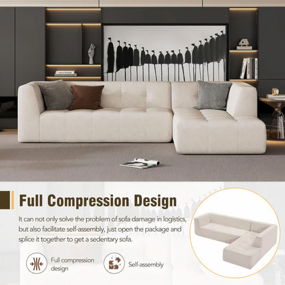 110'' L-Shaped Modular Sectional Sofa – Modern Minimalist 4-Seater Upholstered Couch with Sofa Bed for Living Room