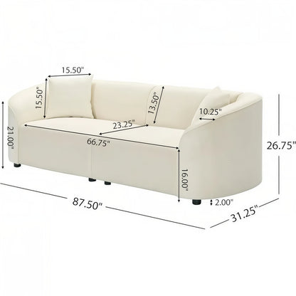 Curved Modern Sofa 87" – Off-White Contemporary Couch with Plush Seating