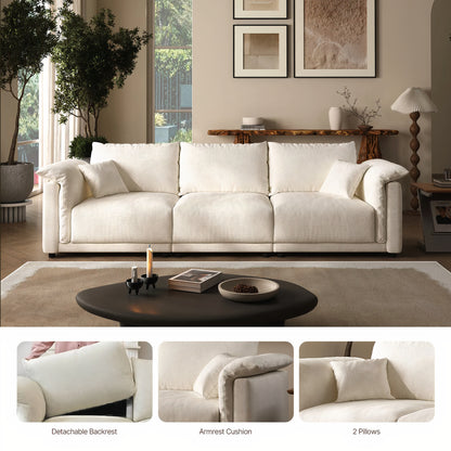 98.5'' Cloud Modular Sectional Sofa – 3 Seat Convertible Deep Seat Couch for Living Room
