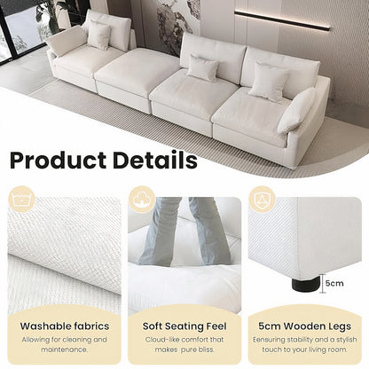 120'' Comfy Cloud Sectional Sofa with Ottoman – U-Shaped 5 Seater Modern Couch