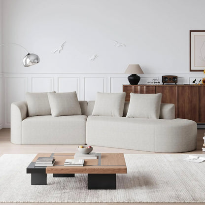 112'' Modern Cloud Sectional Sofa – Chenille 4-Seater Curved Couch with Pillows, Extra Deep & Wide Seat