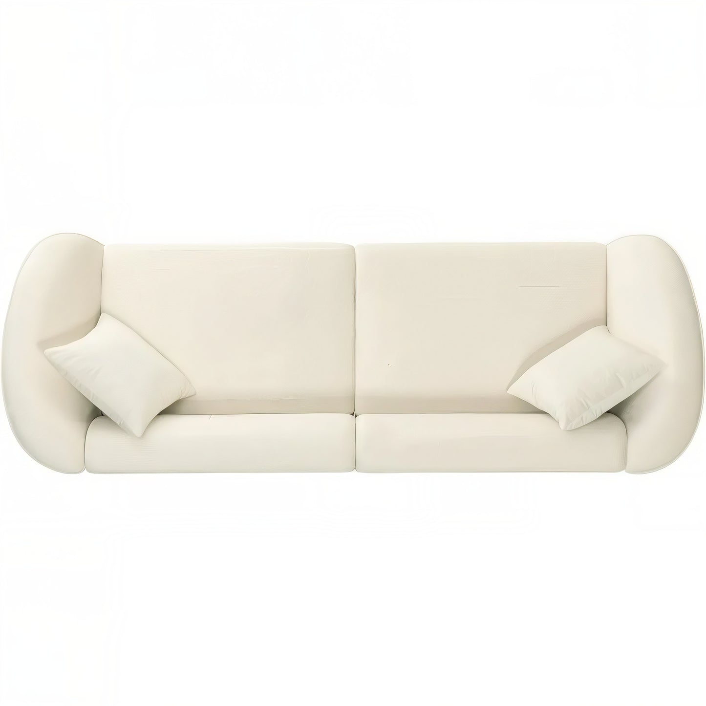 Curved Modern Sofa 87" – Off-White Contemporary Couch with Plush Seating