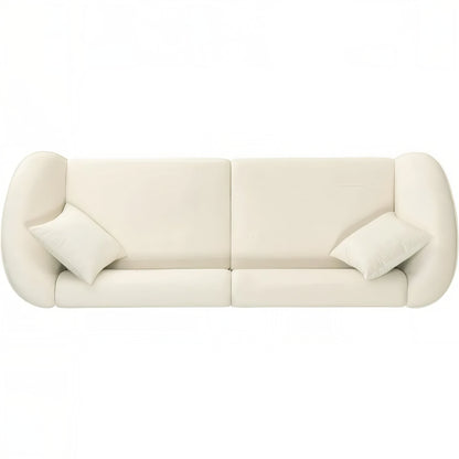 Curved Modern Sofa 87" – Off-White Contemporary Couch with Plush Seating