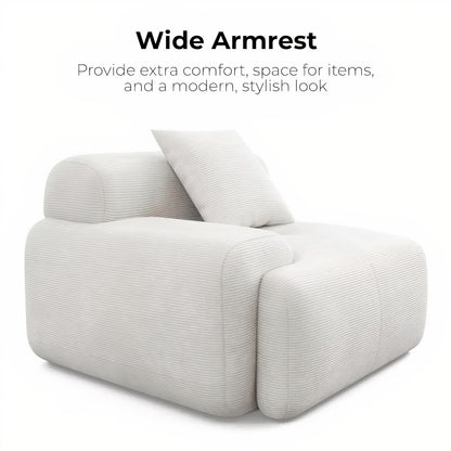 118'' L-Shaped Sectional Sofa – Oversized Beige Corduroy 3-Seater with Chaise for Living Room