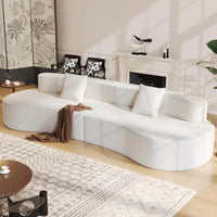 109" Modern Curved Sectional Sofa, 4-Seater Chenille, 2 Pillows