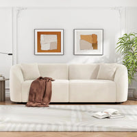 Curved Modern Sofa 87" – Off-White Contemporary Couch with Plush Seating