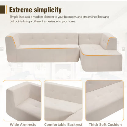110'' L-Shaped Modular Sectional Sofa – Modern Minimalist 4-Seater Upholstered Couch with Sofa Bed for Living Room