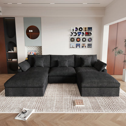 120'' Comfy Cloud Sectional Sofa with Ottoman – U-Shaped 5 Seater Modern Couch